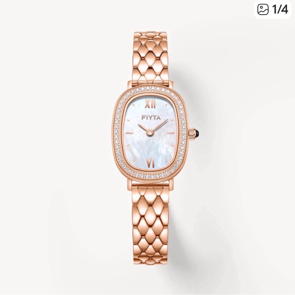 Fiyta Rose Gold Watch With Mother Of Pearl Dial